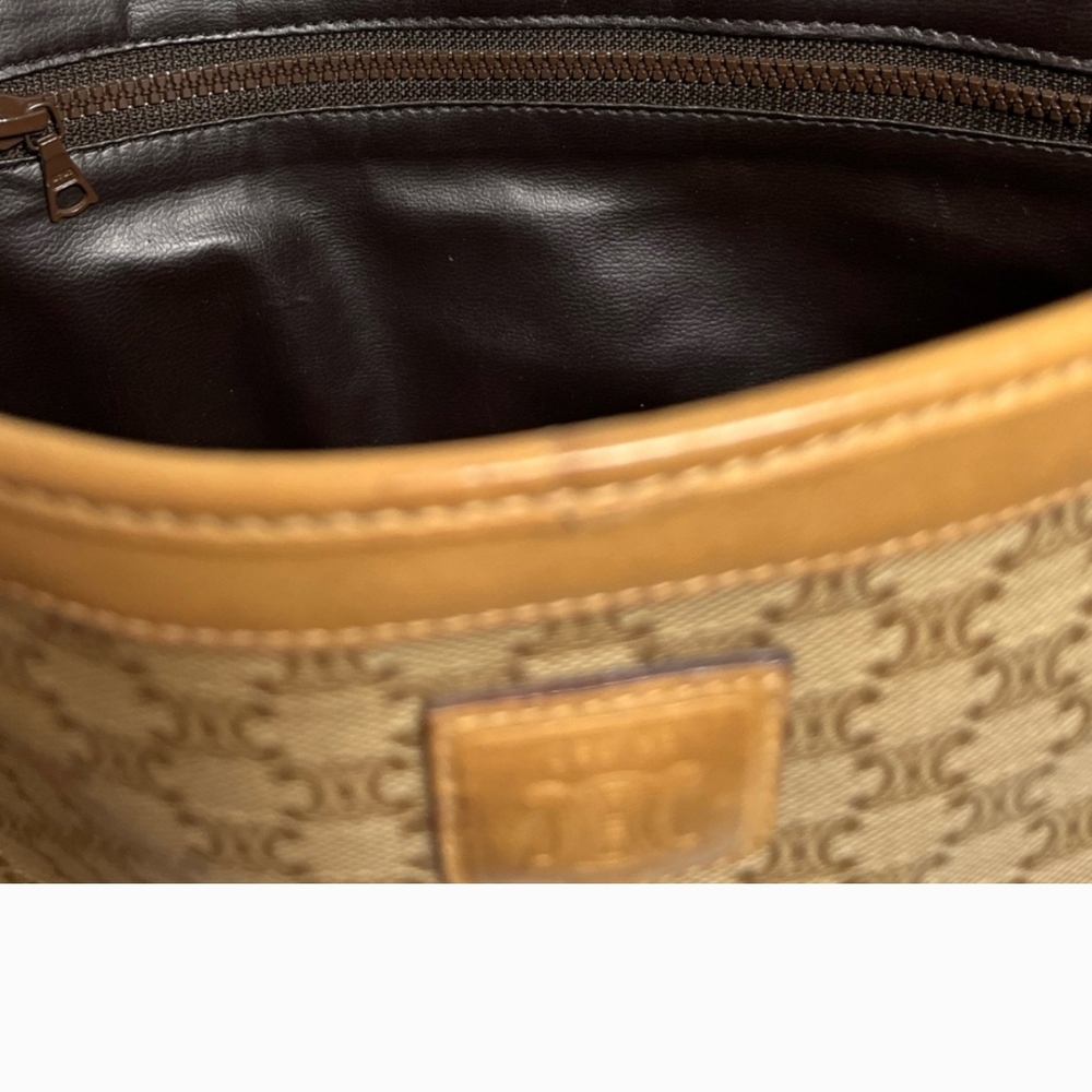 Celine Brown and Tan Clutch Bag with Leather Trim *FINAL PRICE* - Picture 7 of 13